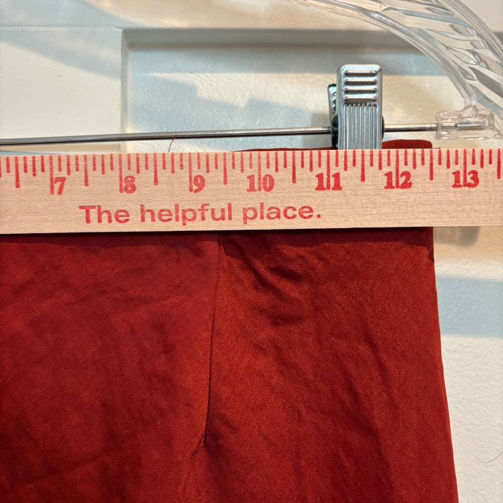 AEROPOSTALE Rust Red Satin Bias Cut Midi Skirt XS Slip Skirt Y2K Minimalist - Picture 8 of 11
